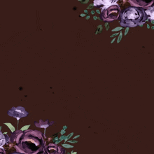 a brown background with purple flowers and the words " i 'm sorry "