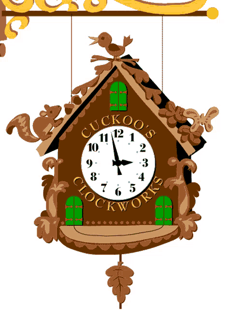 Часы с кукушкой. Настенные часы с кукушкой на прозрачном фоне. Гифы часы с кукушкой. Часы с кукушкой анимация.