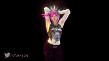 a girl with pink hair and a t-shirt that says punks
