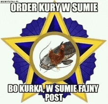 a catfish and a chicken are on a star .