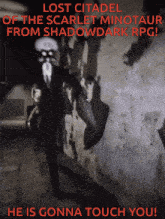 lost citadel of the scarlet minotaur from shadowdark rpg he is gonna touch you