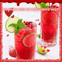 two glasses of bloody sex in the driveway drink