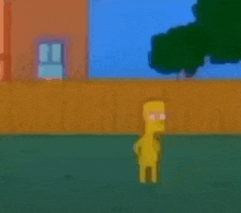 bart simpson from the simpsons is standing in front of a fence