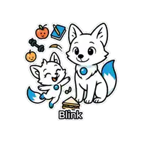 a sticker of two foxes with the name blink on it