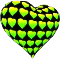 a black heart with green hearts on it on a white background