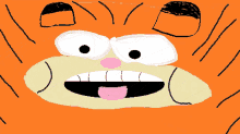 a drawing of a cartoon character with a pink tongue sticking out