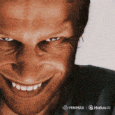 a close up of a man 's face with hailuo ai written on the bottom right