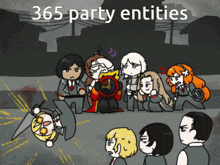 a cartoon of a group of people with the words 365 party entities written above them