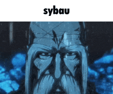 a picture of a man with a beard and the word sybau below him