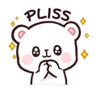 a sticker of a teddy bear with the word pliss written on it