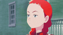 a cartoon girl with red hair has a surprised expression on her face