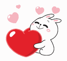 cheer rabbit love heart rub face hearts