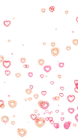 a white background with red and orange hearts floating in the air
