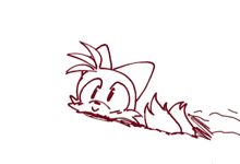 a black and white drawing of a fox laying on the ground