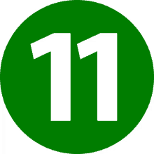 number 11 eleven green circle
