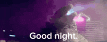 a purple background with the words `` good night '' written in white letters