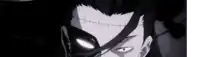 a close up of a person 's face with stitches on it and a glowing eye .