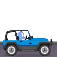 a welcome to massachusetts sign with a blue jeep