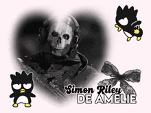 a picture of a soldier with a skull on his face and the name simon riley de amelie
