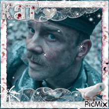 a picture of a man with a mustache and the name kat on top