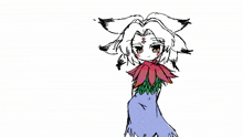 a drawing of a girl with a flower on her head and the number 1 on her back