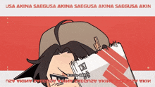 usa akina saegusa akina saegusa akina saegusa akin written on a red and white background