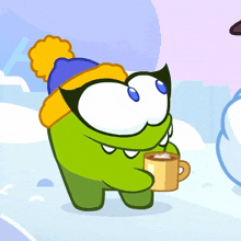 Drinking Hot Cocoa Om Nelle GIF - Drinking Hot Cocoa Om Nelle Cut The Rope GIFs