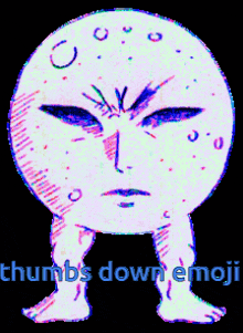 a thumbs down emoji with a face and legs