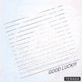 a picture of a cat with the words good luck on it