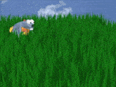 a computer generated image of a rat in a field of tall grass
