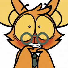 a cartoon drawing of a cat with glasses and a tie
