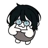 a cartoon drawing of a person wearing glasses and making a funny face