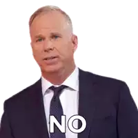 a man in a suit and tie has the word no written on his face