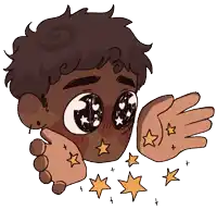 a drawing of a boy with stars on his hands