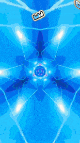 a blue background with a triangle and the letter m