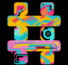 a black background with a rainbow of colors in the shape of the letter g
