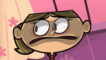 a cartoon drawing of a girl with a x on her ear