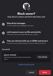 a screenshot of the block owner page