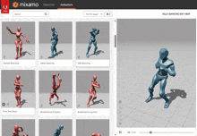 a screenshot of mixamo shows a silly dancing on a bot animation