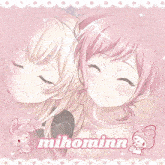 a picture of two anime characters with the name mihominn