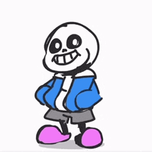 a cartoon of sans with a skeleton hand giving a high five