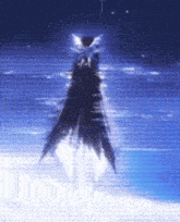 a silhouette of a person standing in the water