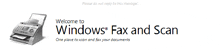 an advertisement for windows fax and scan shows a printer