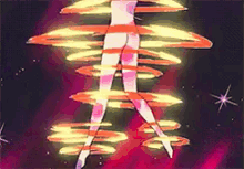 a cartoon character is surrounded by red and yellow rays of light