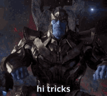hi tricks thanos mad titan gauntlet sitting
