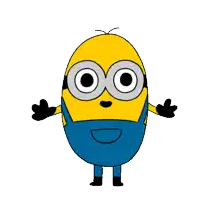 a cartoon of a minion with two hearts around his eyes
