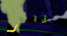 a cartoon drawing of a green monster with smoke coming out of its mouth