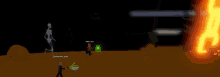 a person in a video game is standing in front of a large fireball with the number 3 coming out of it