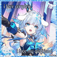 a picture of a girl with the words i love cerydra i love my girlfriend