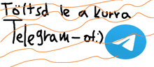 a drawing of a telegram logo with the words " tottsd le a kurra telegram-ot "